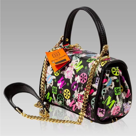 Marino Orlandi Designer Italian Monogram Murakami Leather Top Handle Purse Bag - Picture 4 of 8